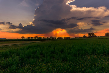 Fototapeta na wymiar countryside panorama at sunset