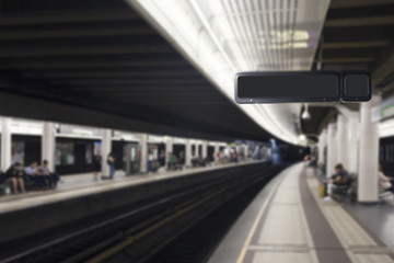 Fototapeta premium Subway Train Station With Blanko Schedule Board