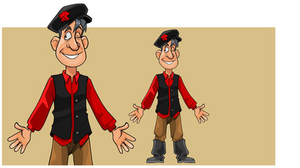 cartoon joyful man in the national dress of a Gypsy