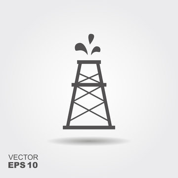 Oil rig vector. Flat icon with shadow