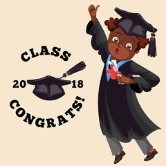 Obraz premium College graduation flat colorful poster with inscription class 2018 congrats vector illustration