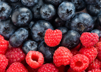 Fresh blueberries and raspberries