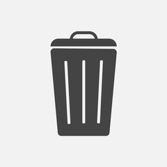 Container recycling of garbage sign isolated. Flat icon bin on gray background. Flat image Trash can. Layers grouped for easy editing illustration. For your design.