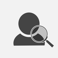 Search icon glass magnifier and avatar icon. Search for a user on a gray background. Layers grouped for easy editing illustration. For your design.