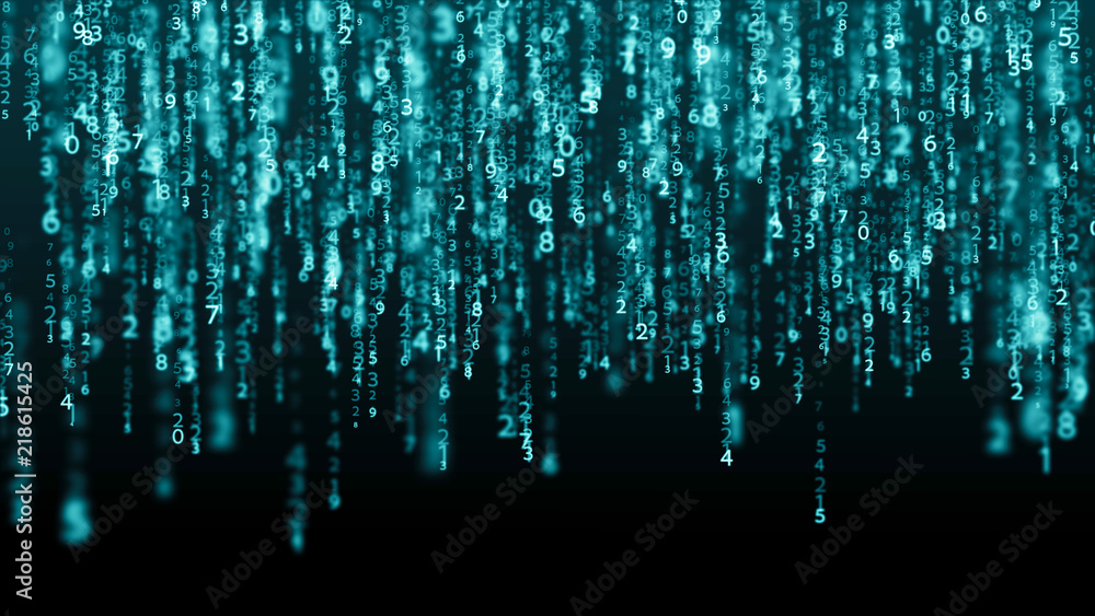 Leinwandbilder Data technology background. Big data visualization. Flow of data. Information code. Background in a matrix style. 4k rendering.