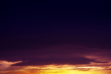 Fototapeta premium Landscape tender of sky is gold and purple to black in the sky before night.