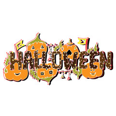 Halloween, festive inscription with pumpkins