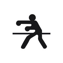 Boxing black logo symbol boxer on the ring on white background