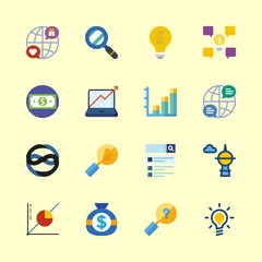 finance icons set. development, thinking, diagram and corporation graphic works