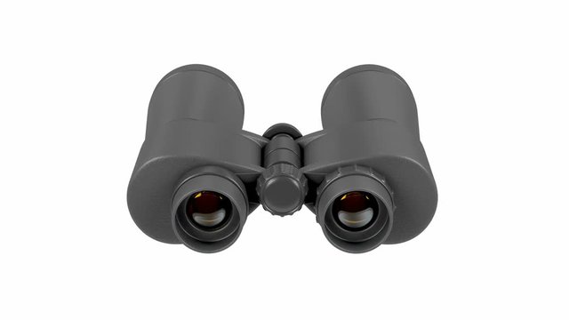 Black binoculars on white background