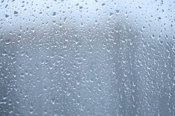 Close up of water drops on window glass