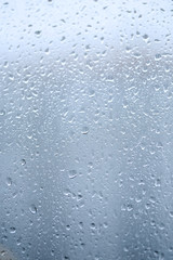 Close up of water drops on window glass