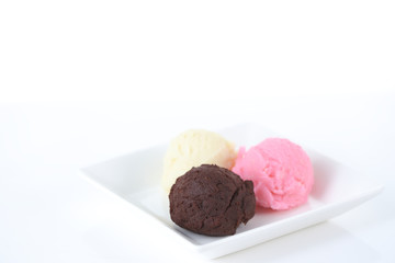 Colorful ice cream on white background