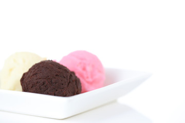 Colorful ice cream on white background