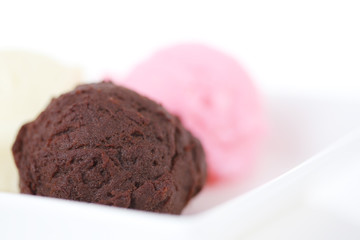 Colorful ice cream on white background