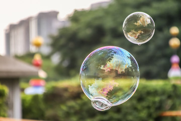 Soap bubbles as background blur
