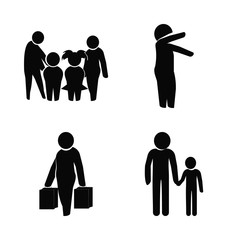 summer vector icons set. father and son, hug, shopping and family in this set