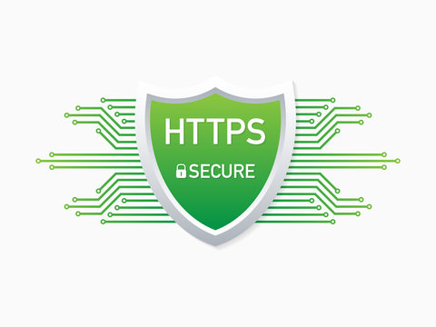 HTTPS Protocol. Safe and Secure Web sites on the Internet. SSL certificate for the site. Advantage TLS. Vector illustration.