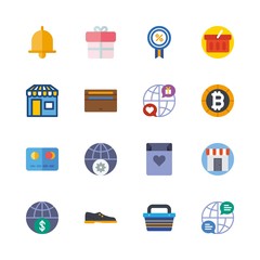 shopping vector icons set. shopping basket, gift, shop and shoes in this set