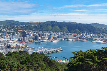View over harbor, city and bay