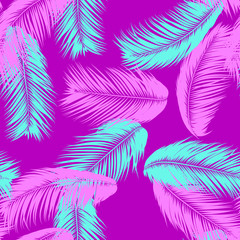 Fototapeta na wymiar Tropical Palm Tree Leaves. Vector Seamless Pattern. Simple Silhouette Coconut Leaf Sketch. Summer Floral Background. Jungle Foliage. Trendy Wallpaper of Exotic Palm Tree Leaves for Textile Design.