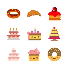 cake icons set. buttercream, homemade, love and menu graphic works