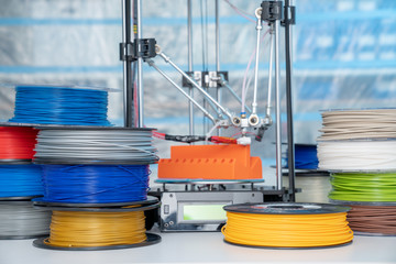 color plastic PLA and ABS filament for printing on a 3D printer