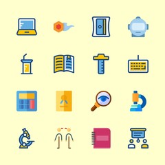 education vector icons set. comet, certificate, presentation and keyboard in this set