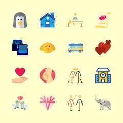 family icons set. yellow, little, wedding and dreaming graphic works
