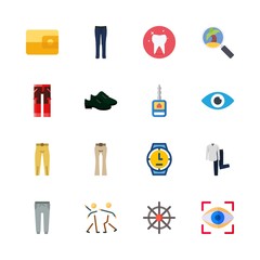 human vector icons set. car key, sport shoes, tour and shirt and trousers in this set