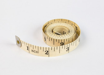 Tailors measuring tape on isolated on white background