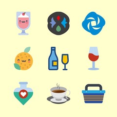 9 drink icons set