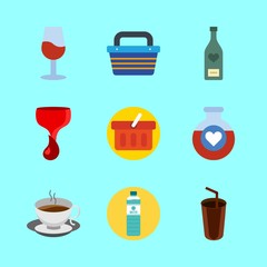 9 drink icons set
