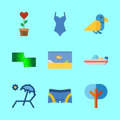 9 tropical icons set