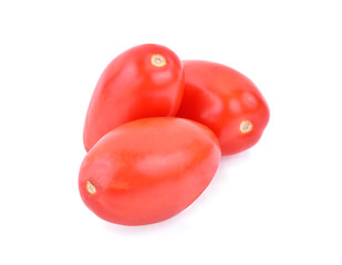 Plum tomatoes on white background