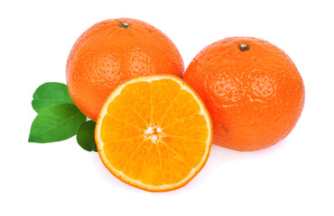 fresh orange mandarins isolated on a white background