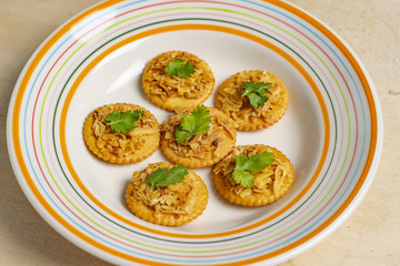 Durian crispy, bread, in white plate