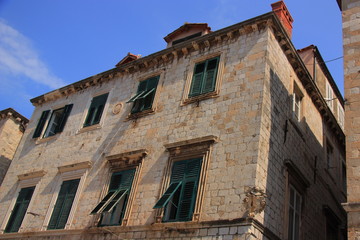 Fototapeta na wymiar Croatia - historic tenements in Dubrovnik on the main street of the Old Town - Stradun.