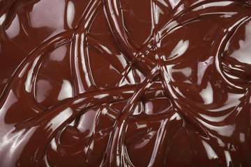 Melted chocolate swirl as a background closeup