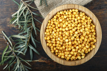 sea-buckthorn in a plate top view