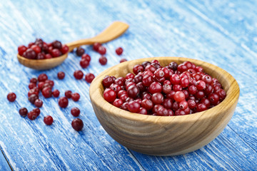ripe cranberries on the table