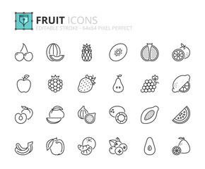 Outline icons about fruit
