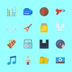 music icons set. ghetto, caucasian, recording and guitarist graphic works