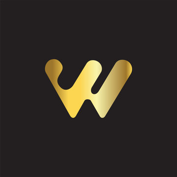 Gold W Letter Logo Icon Vector