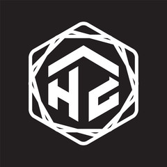 HZ Initial letter hexagonal logo vector Template