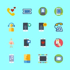 telephone icons set. computer, speaking, travel and headset graphic works