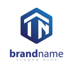 IN Initial letter hexagonal logo vector Template