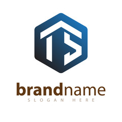 IS Initial letter hexagonal logo vector Template