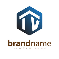 IV Initial letter hexagonal logo vector Template