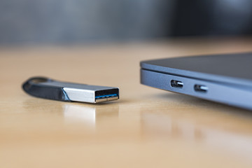 USB flash drive next to type-c connector